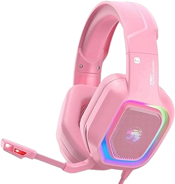 ZIUMIER Z30 Pink Gaming Headset for PS4, PS5, Xbox One, PC, Wired Over-Ear Headphone with Noise Canceling Microphone, LED Flowing RGB Light, 7.1 Surround Sound,Comfortable Earmuffs